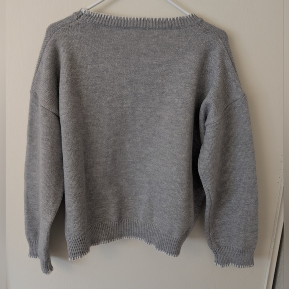 eesome Womens Medium Bow Sweater Gray Coquette Feminine Boho Cozy Preppy Flirty - Picture 5 of 7